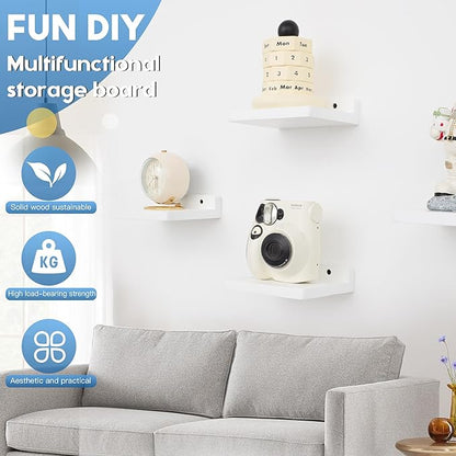 Small Floating Shelf, 5x6 Inch Display Ledges for Wall,Mini Shelves,Rustic Wood Shelf for Bedroom Living Room Bathroom Kitchen (6, Rustic White)