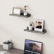 Picture Ledge Wall Shelves 16 inch Width Set of 2, Solid Pine Wood Rustic Floating Ledge Shelves for Wall for Kids' Room Bedroom Kitchen Bathroom Living Room Nursery Display Wall Decor, Grey