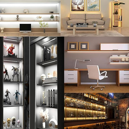 Cefrank LED Under Shelf Lighting Kit, (8) Linkable 12-Inch Light Strips Set, 20W 2000lm Daylight White, Flexible & Durable for Bookcases, Cabinets, Pantries, Showcase, Closet (Cool White)