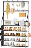 OYREL Shoe Rack 5 Tier Shoe Racks Organizer 20-25 Pairs Shoes Rack for Closet Entrance Shoe Storage Organizer with Hooks and Side Pocket Entryway Shoe Holder Space Saving Free Standing Shoe Racks