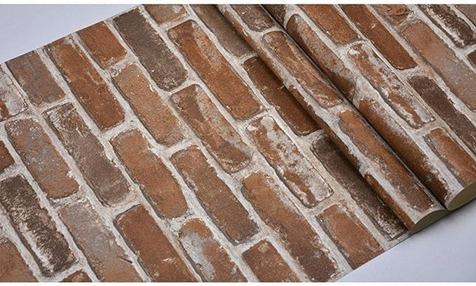 Okydoky Peel and Stick Wallpaper, Brown Brick Wallpaper for Home Decoration, Contact Paper Stick and Peel Backsplash, Vinyl Self Adhesive Wall Paper for House, Workshop&Office, 17.3"x118", C203-3