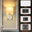 AVV Bedroom Sconces Set of 2, Wall Mounted Bedside Lamps with USB Port, AC Outlet and 3 Color Selectable 2700K/4000K/5000K, Wall Lamps for Bedroom Living Room Hotel, Hardwire, Nickel