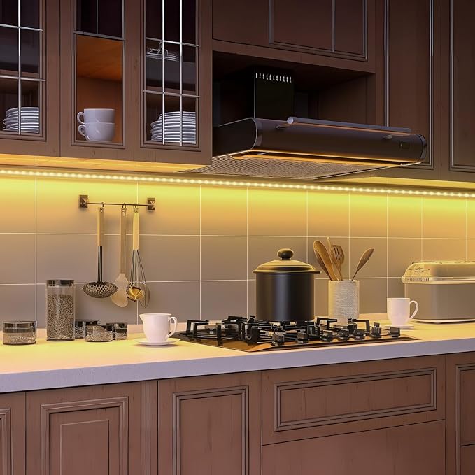 3 Pack Battery Operated LED Strip Lights for Under Cabinet, Under Counter Click Light for Kitchen Cabinet Closet Shelves (Nature White) 4000K, Without Batteries