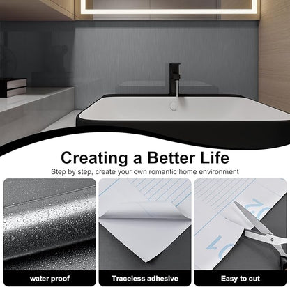Stainless Steel Contact Paper 15.7"x 118" Thickened Grey Metallic Peel and Stick Wallpaper for Appliances Decorative Self Adhesive Stainless Steel Contact Paper for Fridge Kitchen Dishwasher Cabinets