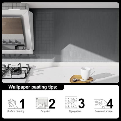 Stainless Steel Contact Paper 15.7"x 118" Thickened Grey Metallic Peel and Stick Wallpaper for Appliances Decorative Self Adhesive Stainless Steel Contact Paper for Fridge Kitchen Dishwasher Cabinets