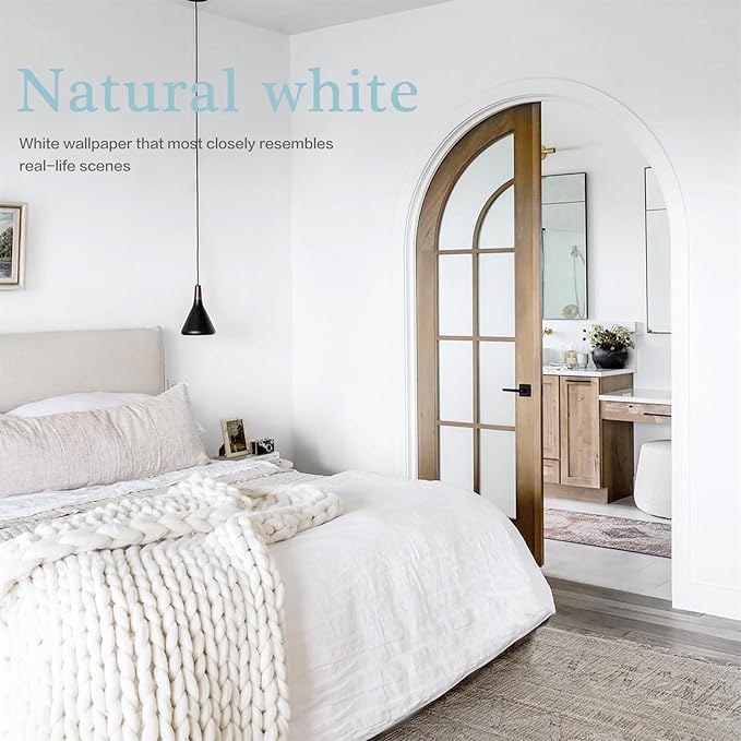Dimoon 236''x23.6'' Peel and Stick Wallpaper White Contact Paper for New Environmentally Friendly Materials Thickening Upgrade Embossed Renter Friendly Wall Paper Modern Vinyl Wrap Countertop Bedroom