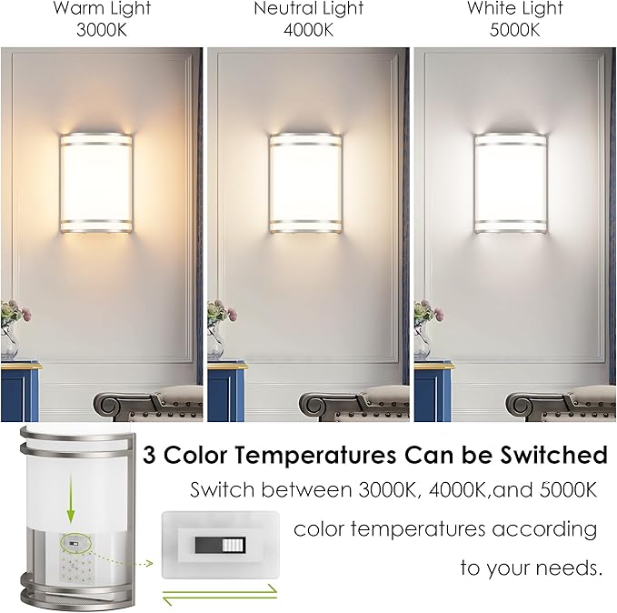 Aipsun Modern Wall Sconces Set of Two, Hardwired 15W LED Indoor Wall Sconce Lighting Dimmable Wall Lights for Living Room Hallway Bedroom (Brushed Nickel)