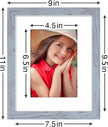 Vittanly 8x10 Picture Frames Set of 9, Shatter Resistant Plexiglass, Display 5x7 Pictures with Mat or 8x10 without Mat, Photo Frames for Wall or Tabletop, Engineered Wood, Vintage Blue-Gray