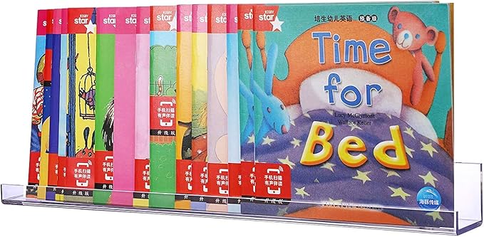 Sooyee 8 Pack 15 Inch Acrylic Invisible Kids Floating Bookshelf for Kids Room,Modern Picture Ledge Display Toy Storage Wall Shelf,Clear (8 Pack)