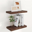 Fun Memories 16 Inch Long Floating Shelves, 9.3 Inch Deep Floating Shelf for Wall, Living Room, Kitchen, Rustic Deep Wood Shelves for Bathroom, 2 Pack Storage Display Shelf for Books, Decor, Walnut