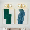 Gold Bathroom Vanity Light Fixtures: Modern Wall Scones With 2 Hammered Stained Glass Shades - Globe Makeup Lighting Fixture over Mirror - Brass Ball Powder Room Vanities Lights for Hallway Bedroom