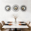 Set of 3 Black Metal Sunburst Wall Mirrors - 12