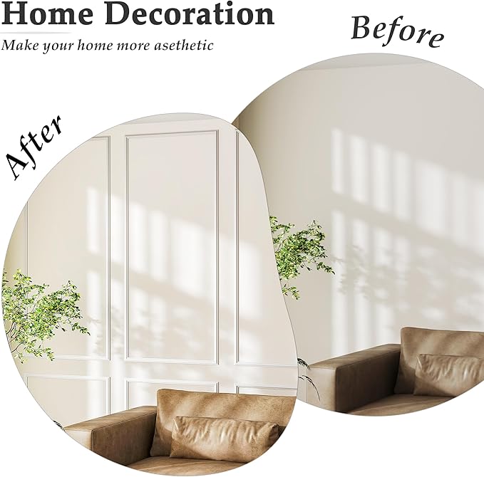 3 Sets Peel and Stick Molding Trim for Walls, Pre-Cut Wainscoting Panels 54x24 Inch Peel and Stick Wall Molding Kit, Self Adhesive Molding Trim for Walls, Home Renovation, White