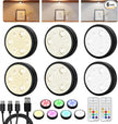 HOLKPOILOT Puck Lights with Remote, Under Cabinet Lights,2000mAh Battery Operated Closet Lights, Magnetic Under Cabinet Lighting Wireless, 3 Color Temps &7 RGB Colors, Black Rechargeable Puck Lights.