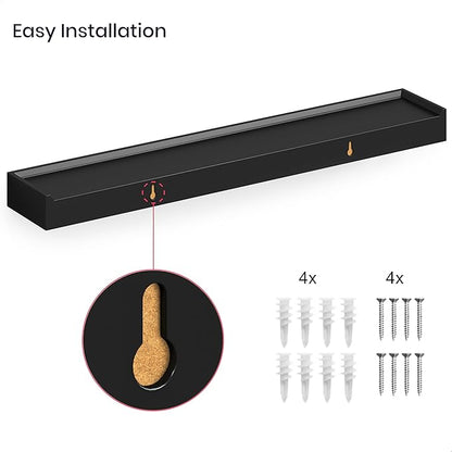 Ballucci Modern Floating Shelves 24", Set of 2 Wood Wall Mount Ledges for Nursery, Living Room, Bathroom, Kitchen, Office, Black