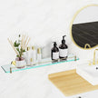 24 Inch Glass Bathroom Shelves,Brushed Gold Floating Shelves for Wall Rectangular Modern Stainless Steel Glass Shelf for Bathroom Shelves Wall Mounted