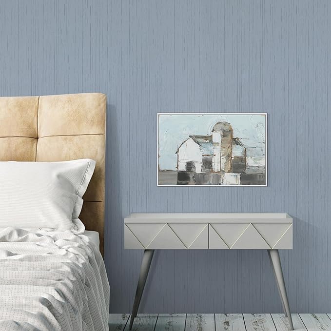 Grey Blue Grasscloth Peel and Stick Wallpaper 15.74