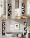 VASAGLE Set of 2, Corner Shelves Wall Mount, 4-Tier Floating Corner Bookshelves, Plant Shelves for Bedroom, Living Room, Bathroom, Home Office, Ink Black