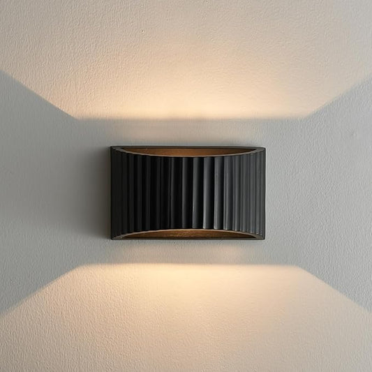 Black Modern LED Wall Sconces Wall Lighting, Gypsum 3000K Warm White Indoor Hardwired Wall Mount Light Fixtures Lamp Up and Down for Living Room Bedroom Hallway Dining Room