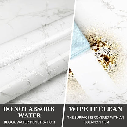 practicalWs Peel and Stick Marble Wallpaper 15.7'' x 236.2'' Marble Contact Paper for Cabinets and Drawers, White Gray Granite Self Adhesive Removable Kitchen Backsplash Vinyl Roll Wall Paper