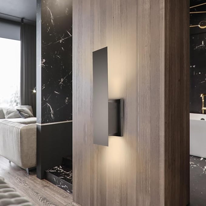 Indoor Wall Sconces, Modern Wall Lights, Up and Down Wall Mount Light, Dimmable Hardwired Wall Light for Bedroom, Living Room, Hallway, GU10 Bulbs Excluded (Matt Black)