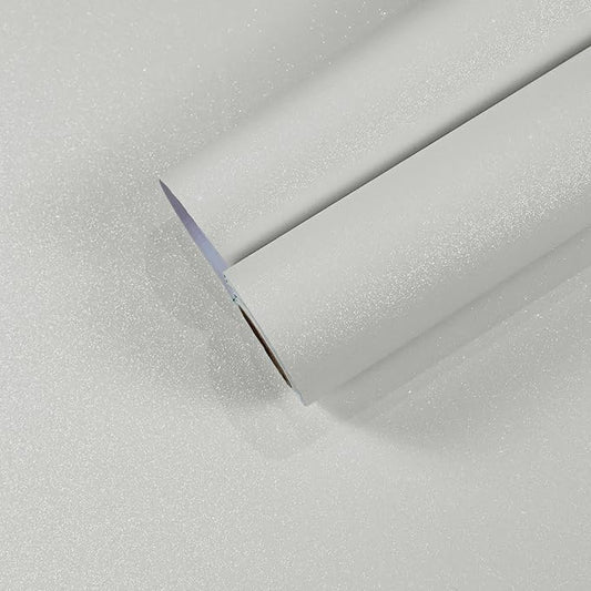 CHIHUT Pearl White Glitter Wallpaper - Sparkle Peel and Stick Removable Glitter Contact Paper Decorative Self Adhesive Fabric Roll for Walls Cabinets 15.7''x100''