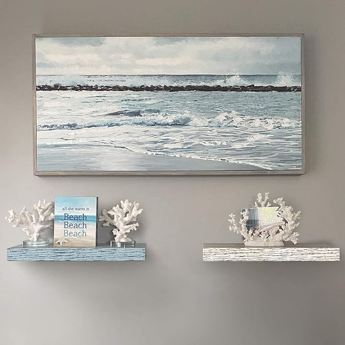 Sorbus Floating Shelves - 2 Pack 16 Inch Rustic & Blue Wall Shelves for Bedroom, Kitchen, Living Room, Bathroom Shelves, Home Decor, Office - Floating Shelf for Trophy, Books, Frames, Toilet Paper