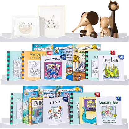 AZSKY Floating Bookshelf for Kids, Floating Shelves for Wall Cloud Picture Ledge Shelf White 23.6 Inches Nursery Book Shelves Set 3, Baby Book Shelf for Kids Room, Toddler Room, Nursery Decor