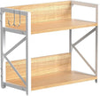 Spice-Rack-Organizer-Shelf for Kitchen Counter, 2 Tiers Coffee Bar Station Organizer for Countertop，Space Saving Desk Shelving Riser Unit (Maple, Medium)