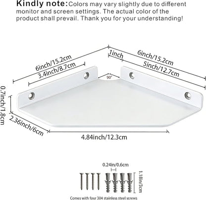 6 Inch White Floating Corner Shelf Wall Mounted, Triangle Decorative Shelf for Home, Bathroom, Phone & Small Items