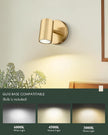 Gold Wall Sconce, Modern Wall Light Fixture, LED Track Lighting with GU10 Bulb for Bedroom Entryway Bathroom Kitchen, SL4830-1W-BB