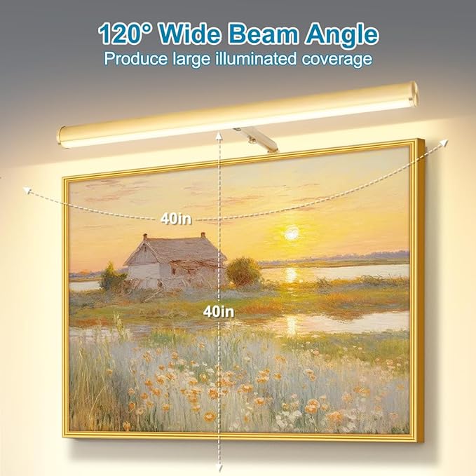 LED Picture Lights for Paintings Plug in, Adjustable Art Light Gallery Wall Light for Display Art Work, 16inch 6W 3000K Warm White, Gold Finish CRI80+