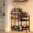 VINAEMO Rolling Bar Cart with Wine Glass Holder, Bar Carts for The Home, Bar Stand for Home, Small Mini Bar for Whiskey Wine, Liquor Cart for Home Bar, Alcohol Cabinet for Bar, Kitchen, Dining Room
