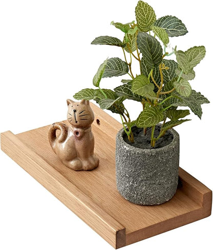Oak Floating Shelves Natural Wood Wall Mounted Display Picture Ledge for Home Office Living Room Bedroom Storage 6X12 Inch