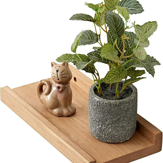 Oak Floating Shelves - Natural Wood Wall Mounted Display Picture Ledge - Home Office Living Room Bedroom Wall Storage Shelf - 4x12 Inch