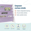 Wildkin Wooden Sling Bookshelf for Kids – Premium Canvas Design with 4 Fabric Shelves, Organizer for Home or Classroom - White w/Lilac