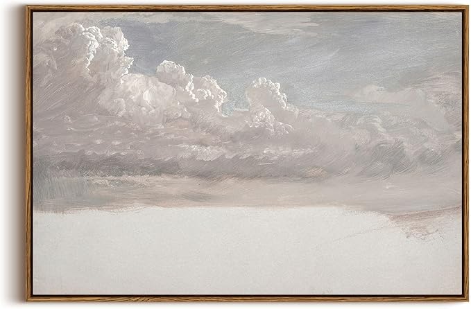 InSimSea Framed Canvas Wall Art Vintage Decor, Home Decor Classical Oil Painting Cloud Study Large Decorations for Living Room, Wall Art for Bedroom Bathroom Gallery, 20