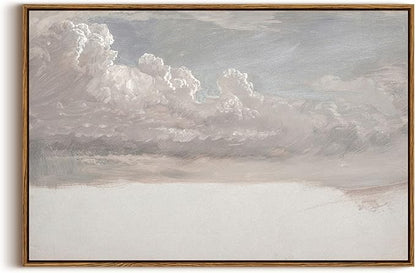 InSimSea Framed Canvas Wall Art Vintage Decor, Home Decor Classical Oil Painting Cloud Study Large Decorations for Living Room, Wall Art for Bedroom Bathroom Gallery, 20"x30"