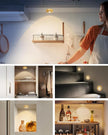 Rechargeable Puck Lights With Remote Control, 1500mAh Battery Operated Tap Lights, Dimmer & Timer Under Cabinet Light, Wireless LED Stick-On for Closet, Bedroom, Kitchen - Gold 12Pcs