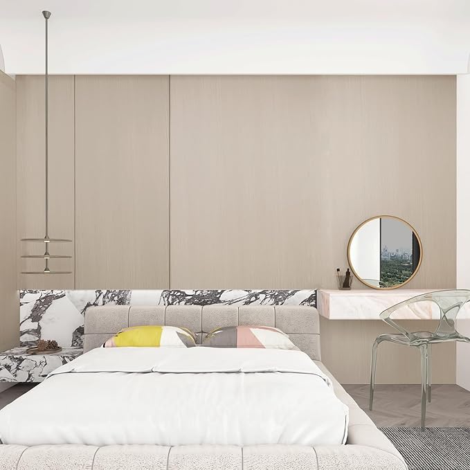 Cream Wood Grain Contact Paper Peel and Stick Wood Wallpaper Waterproof Removable Natural Wood Contact Paper for Countertops Cabinets Desk Table Door Dresser Vinyl Furniture Warp 15.74