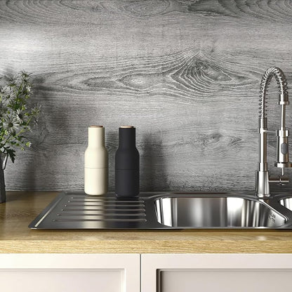 Stickyart 24"x160" Thick Grey Peel and Stick Wood Wallpaper Matte Self Adhesive Rustic Wood Grain Contact Paper for Kitchen Cabinets Removable Wood Contact Paper Decorative Bookshelves Closet Door