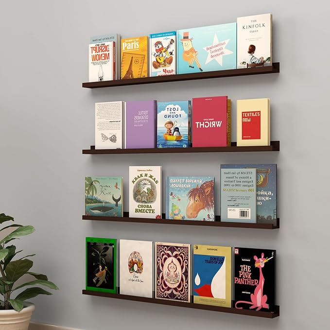 WELLAND Vista Photo Shelf Picture Ledge Floating Wall Shelves, 36-inch, Set of 2, Espresso