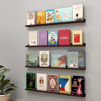 WELLAND Vista Photo Shelf Picture Ledge Floating Wall Shelves, 36-inch, Set of 2, Espresso