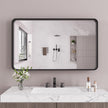Black Bathroom Mirror 60X36 Inch, Black Metal Framed Mirror for Wall, Rounded Rectangle Matte Bathroom Vanity Mirror with Tempered Glass, Anti-Rust, Horizontal/Vertical