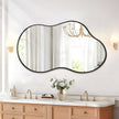 JJUUYOU Irregular Wall Mirror Black Metal Framed Decorative Asymmetrical Bathroom Mirrors Large 20