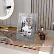 4x6 Picture Frame Set of 2 - Crystal Glass Picture Frame, 4 by 6 Glitter Silver Wedding Photo Frames for Tabletop and Wall Display Vertically of Horizontally