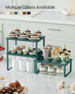 SONGMICS Cabinet Organizer Shelf, Set of 3 Kitchen Counter Shelves, Kitchen Storage, Spice Rack, Stackable, Expandable, Cascade Green UKCS220C01V1