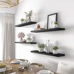 24 Inch Black Wood Floating Shelves for Wall Rustic Wall Shelf for Bedroom Living Room Set of 4