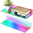 2 Pack Iridescent Acrylic Floating Shelves 15 Inches, Wall Hanging Bathroom Shelves, Wall Storage Shelf for Kitchen, Dining Room, Living Room, Bedroom, Bathroom, Retail, Supermarket