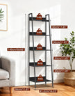 5-Tier Small Ladder Shelf with LED Lights, Touch & Remote Control, 3 Color Temperatures, Dimmable Tall Corner Standing Bookcase, Metal Wood Display Shelf for Living Room, Bedroom(Black)